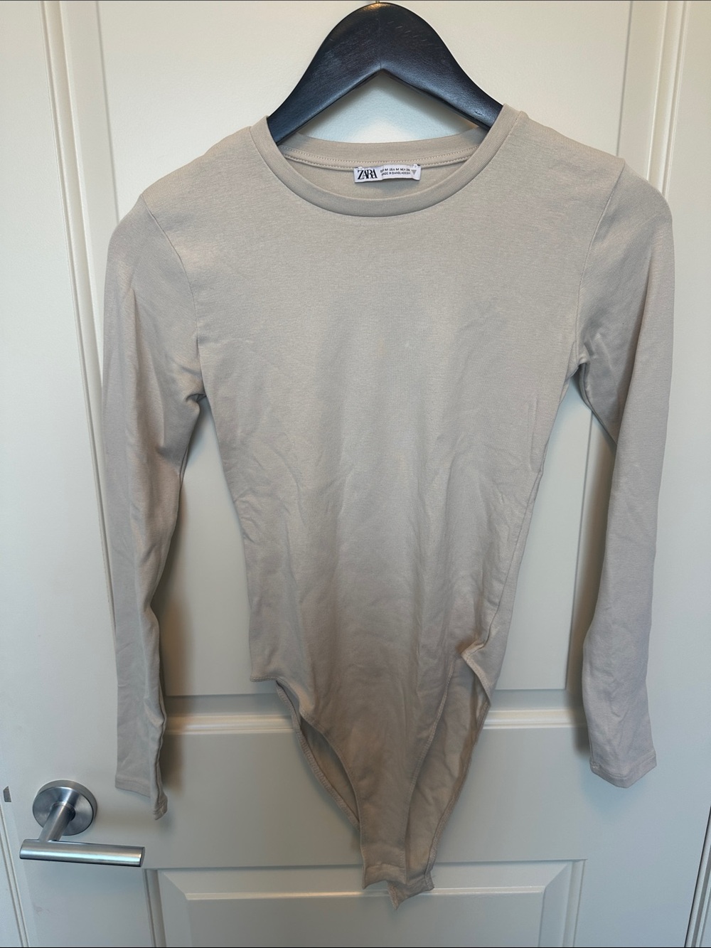 ZARA Neutral Beige Long Sleeve Bodysuit